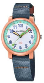 Calypso Analoge Herrenuhr und Damen | Unisex aus Nylon Blau, Quarzwerk, Widerstandsfähiges Glas, Wasserdicht 5 ATM K5811/2
