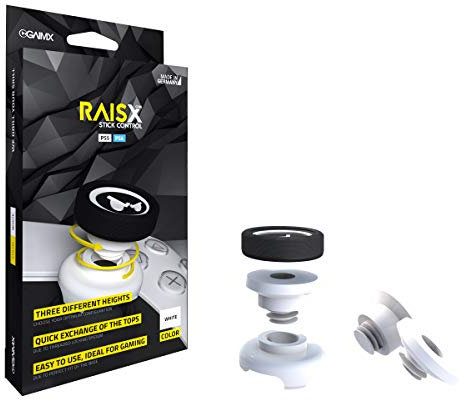 GAIMX RAISX CORE PS5 PS4 Stick Control Aim-Hilfe/Zielhilfe - Aim-optimierer - Playstation 4 & 5 Zubehör- Thumbstick-Verlängerung in DREI verschiedenen Höhen (Weiß)