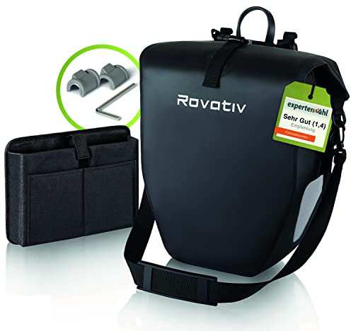 Rovativ® Fahrradtasche Gepäckträger [25 Liter] 100% wasserdichte Gepäckträgertasche für effektiven Schutz vor Nässe | Reflektierende Fahrradtasche Wasserdicht mit maximalen Stauraum