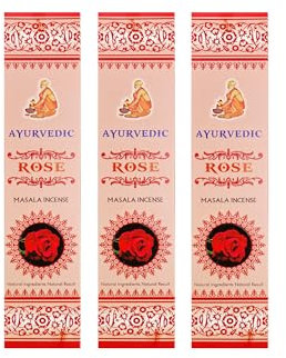 Grenadine Boutique - Encens Ayurvédique (Ayurvedic) - Rose Lot de 3 Boîtes de 15g Environ 36 Bâtonnets