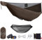 onewind 11Ft Camping Hängematte mit Moskitonetz Portable leichte Doppelhängematte Stitch-Free Durable Nylon Ripstop mit Bugnet Ridgeline 2 * 12Ft Baum Riemen für Camping Wandern Backpacking Brown