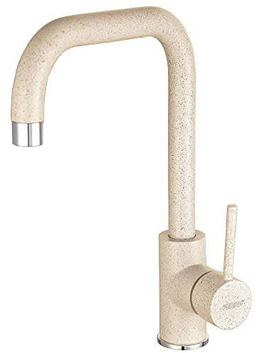 FREYA Robinet mitigeur évier bec en L rotatif Sable/Beige