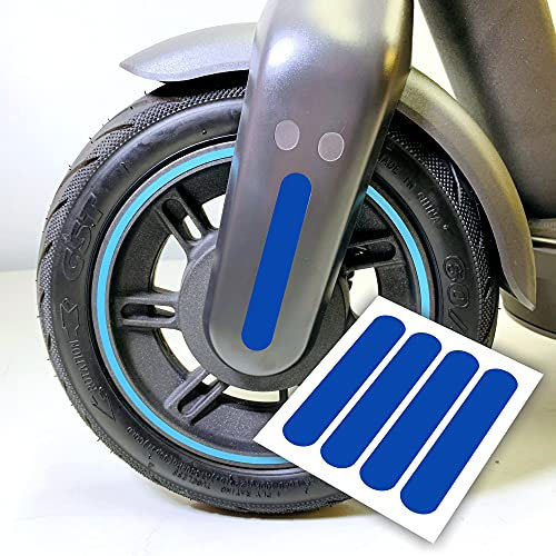 4 Aufkleber - Ovale Streifen geeignet für Segway Ninebot Max g30d E-Scooter (Blau Reflektierend)