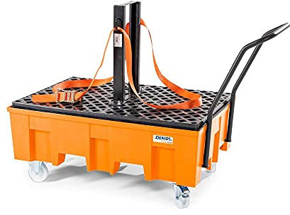 Ladungssicherungs-Set für 2 Fässer, 408 mm x 600 mm x 85 mm, Spanngurt und Halterung, geeignet für Auffangwannen