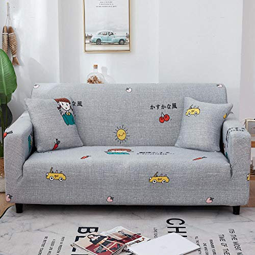 ZAHHYG Sofabezug Ecksofa Grauer Japanischer Stil Sofaüberwurf Sofa Überzug Stretchy Couchbezug Sofa Bezug Ecksofa Überwurf Sofabezüge Antirutsch Sofahusse Jacquard Sofaüberzug 4 Places (235cm-300cm)