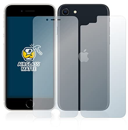 brotect Anti-Glare Glass Screen Protector Matte compatible with Apple iPhone SE 3 2022 (Front+Back) - Anti-Scratch 9H Protection Film
