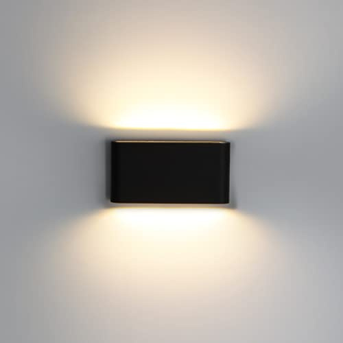 Kerry LED Wall Light, 12W 3000K Up and Down Wall Sconce, IP44 Modern Black Aluminum Outside Lighting Mains Powered, Wall Mounted Lamp Living Room Bedroom Hallway Staircase Bathroom