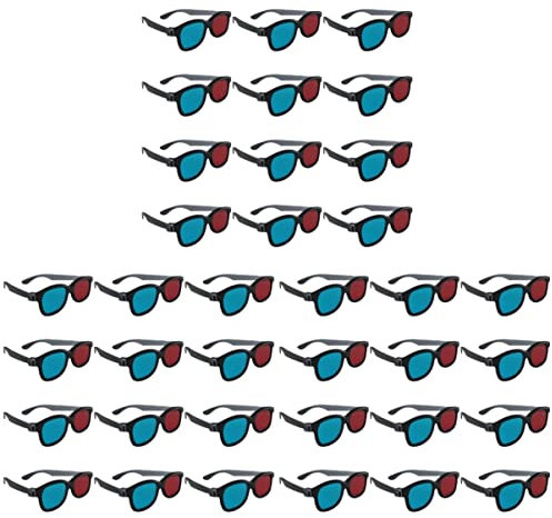 Mobestech 60 STK 3D-Brille 3D-Projektor Brille schwarz 3D-Filmbrille Computerbrille Rot-Cyan Sonnenbrille Gläser rot-Blaue Videobrille rotblaue Filmbrille Rechner Laptop Linse Beamer Plastik