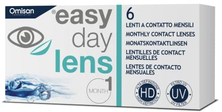Easy Day Lens, 6 Lenti A Contatto Mensili per la correzione della miopia, -2,50