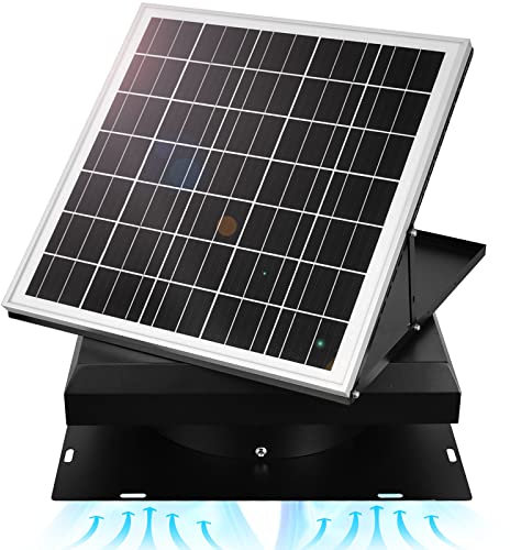 DC HOUSE 32 Watt Solar-Dachventilator, solarbetriebener Dach-Abluftventilator bis zu 3000 m², 2500 CFM Metallgehäuse, Solar-Entlüftung mit bürstenlosem Motor, Hagel- und Wetterbeständigkeit