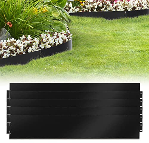 Izrielar Rasenkante Metall Beeteinfassung 10m - 10 stück Mähkante, Verzinkt Gartenzaun Beetumrandung Länge pro Streifen Länge 10m - Höhe 18cm, Schwarz