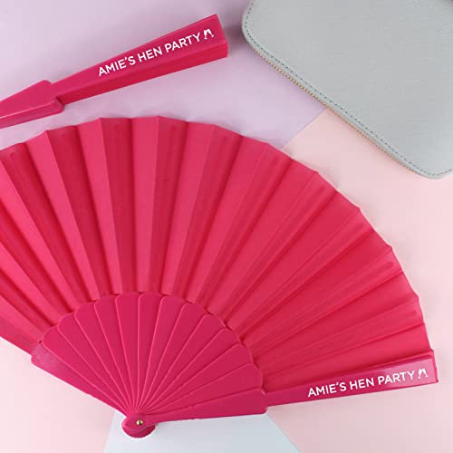 Personalised Pink Folding Handheld Fan, Hen Party Fan, Bridal Party Favours for Hen Do Abroad, Girls Weekend, Pool Party, Destination Wedding (Sample)