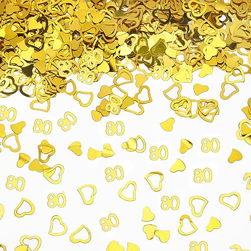 Bluelves 80. Geburtstag Jubiläum Konfetti Goldene,20g Konfetti Geburtstag Deko,Zahlenconfetti Tischdeko Goldene Hochzeit Streudeko,80. Party Glitter Confetti Tischkonfetti für Frau Mann(Gold)