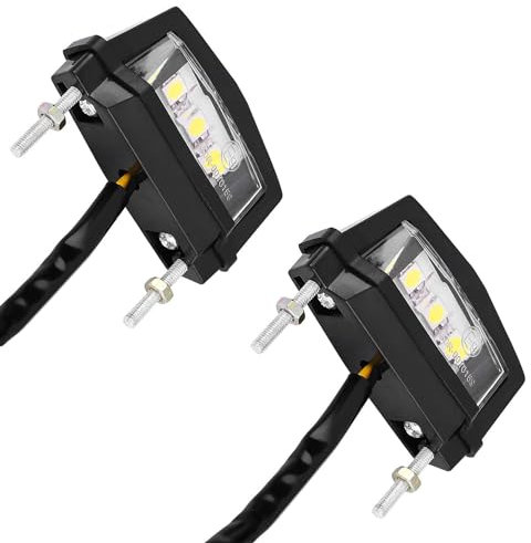 VISSQH 2 Pack 12V LED Number Plate Light,Mini LED Number Plate Light motorcycle license plate light (white light)
