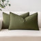 MIULEE Kissenbezug Kissenhülle Dekokissen Leinen Baumwolle Dekorative Kissenbezüge Waschbar Sofakissen mit Verstecktem Reißverschluss für Wohnzimmer Schlafzimmer Sofa 2er Set 30x50 cm Olivgrün