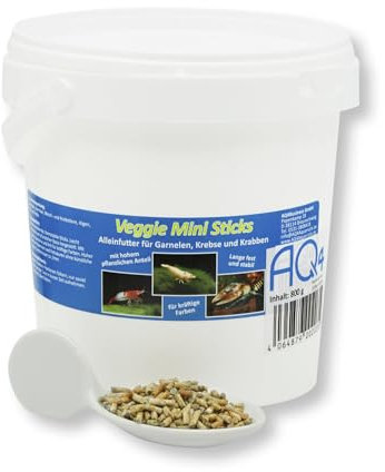 AQ4Aquaristik Veggie Mini Sticks- Alleinfutter für Garnelen, Zwerggarnelen, Krebse und Krabben, 800g