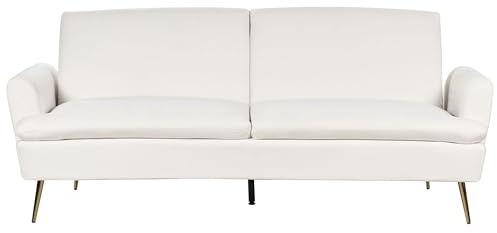 Beliani Moderner 3-Sitzer Sofa Samtstoff cremeweiß Vettre