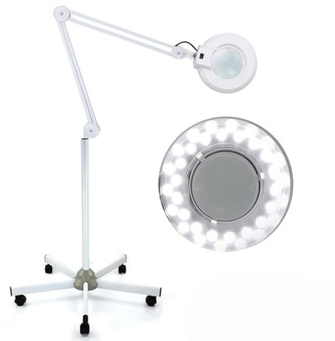 LED Lupenleuchte Arbeitsplatzlampe 8 Fache Vergrößerung 5 Dioptrien Lupenlampe Tischlupe mit Stativ für Kosmetiksalons Arztpraxen Hobbybastler Leuchtlupe Lesehilfe Vergrößerungslampe Lupe (LED)