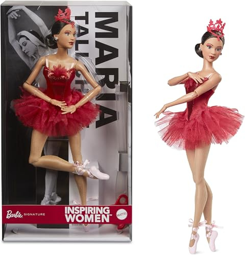 Barbie Inspirierende Frauenpuppe, Maria Tallchief Sammlerstück im Feuervogel-Ballett-Kostüm, funkelndes rotes Kleid mit Schmucksteinen
