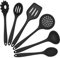 Onader Kitchen Utensils Set, 6 Piece Silicone Cooking Utensils Set Include Spoon Turner Skimmer for Non-Stick Cookware, Heat Resistant & Dishwasher Safe, Black