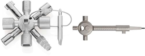 Knipex TwinKey® Schaltschrankschlüssel für gängige Schränke und Absperrsysteme 92 mm 00 11 01, Tastenfeld, Silber & ABUS Bauschlüssel universal, silber, 30858