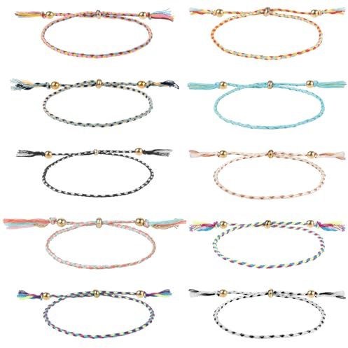 10PCS String Bracelets Woven Friendship Bracelets, Handmade Braided Friendship Bracelet Colorful Adjustable String Bracelet Braided Friendship Bracelets For Women Girls Birthday Gifts Party Favors