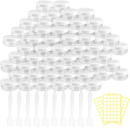 Lot de 100 boîtes vides de 3 g/3 ml avec couvercle à visser - Petites boîtes à échantillons de voyage - Pour échantillons liquides et crèmes en poudre