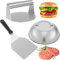 Lieonvis Stainless Steel Smash Burger Press Set of 3 with Lid and Spatula,Griddle Spatula 5.5 Stainless Steel Burger Press 8.9 Spread Lid 13.38 X 5.5 For Teppanyaki Bbq Cooking and Flat Top Skillet