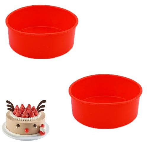 Cognitivex 2 Pcs Silicone Cake Moulds - 6 inch Round Cake Baking Set for Layer & Cheesecake