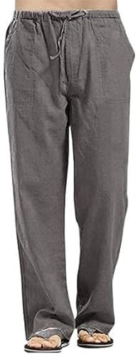Mens Lightweight Lounge Beach Loose Fit mit Taschen Hosen Skinny Stretch Solid Sweatpants Heavyweight Sport Tasche (Dunkelgrau,XX-Large)