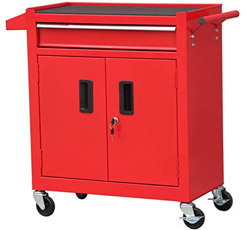 XNZJHPP Werkzeugwagen, 3-stöckig, verdickter 8 mm verzinkter Blech-Organizer, Lager 100 kg, mit Schloss, Werkzeugschrank