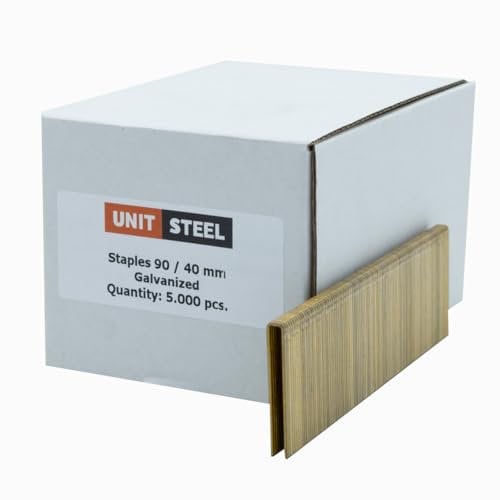 UnitSteel Type 90 Heftklammern - Beinlänge 40mm, 5.000 stück Tackerklammern, Verzinkt, Haubold type 6000, Prebena Type E, für das Tischlerhandwerk, die Innenarchitektur und die Möbelindustrie