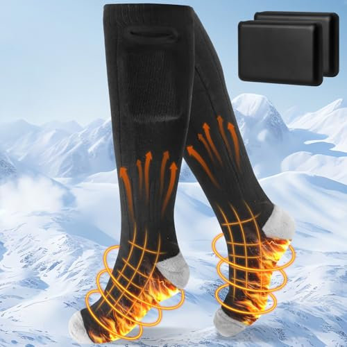 Heated Socks For Men and Women,6000 mAh Battery Rechargeable Electric Socks With USB,Thermal Warm Heating Winter Socks For Outdoor Skiing/Camping/Hiking/Fishing/Hunting
