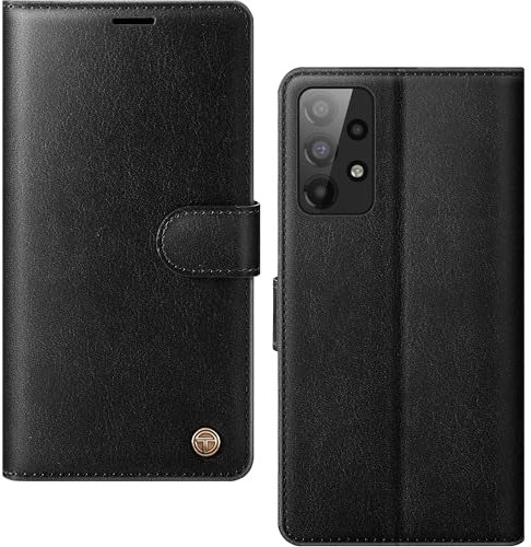 AIMOYU for Samsung Galaxy A53 5G Case, Flip Wallet Leather Phone Case with [4 Card Slots] [Kickstand] [RFID Blocking] Magnetic Protective Shockproof Cover for Samsung A53 Phone Case - Black