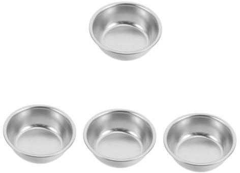 PRETYZOOM 4 Pièces Plat D'assaisonnement Bols à Tremper Assiettes à Sauce Assiette à Sauce Ronde Plat De Service à Trempette Aux Frites Assiette De Dégustation Bols à Pincer Aluminium Silver
