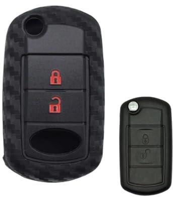 XEBRAD Silicone Carbon Fiber Style Car Key Shell Case Fob Cover, for Range Rover, Sport Vouge, for Land Rover, Discovery 3 2006 2007 2008 2009 car key shell