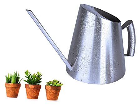 TINEASUR 900ml Solide Edelstahl Indoor Gießkanne Auslauf Robust Blume Gartenarbeit Werkzeug Für Silber