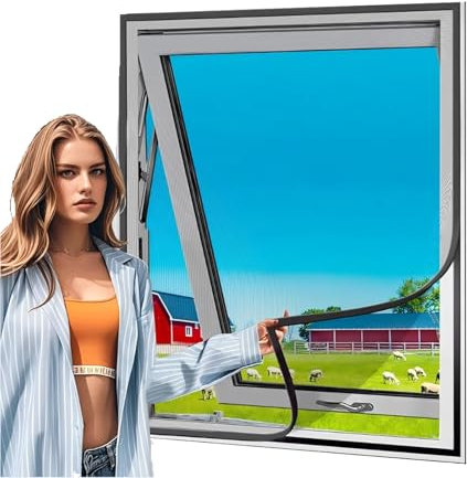 Moustiquaire Fenêtre 60x90cm, Auto-AdhéSif en Maille Rideau Aimantée Anti moustique, Pour Fenêtre Portes Patio