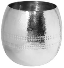 Fink Carus, Übertopf, Übertöpfe, Edelstahl, gehämmert, silberfarben, L. 25 cm, B. 25 cm, H. 24 cm, D. 25 cm