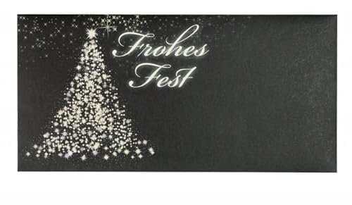 Kuvertwelt Weihnachts-Briefumschläge Din Lang (220X110Mm) - Haftklebend - Hochwertige Umschläge Für Weihnachten In Verschiedenen Stückzahlen 25 Stück Druck Weihnachten Schwarz Sterne-Baum