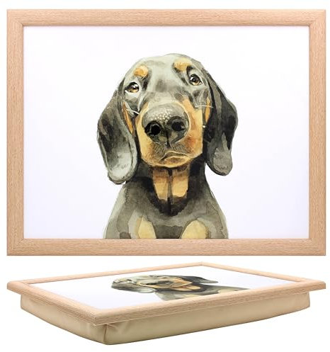 Lesser & Pavey Dachshund Laptray Robert James Hull Lap Tray For Food Serving & Breakfast | Comfortable Lap Trays With Bean Bag Cushion | Durable Lap Trays For Eating On Lap For Adults