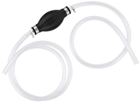 2.1m Syphon Pump, Hand Fuel Siphon Pump Kit Portable Water Pump with 2 Durable PVC Hoses for Cars Fish Tanks Boats Gasoline Gas Petrol Diesel Transfer (1.2m+0.8m Tube)