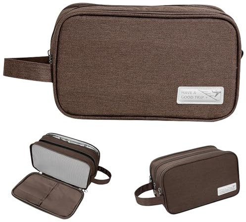 Namenand Trousse de Toilette pour Hommes et Femmes, Accessoires de Toilette Sac de Rasage, Multifonction Imperméable Voyage Sac Cosmétique Organisateurs - Marron