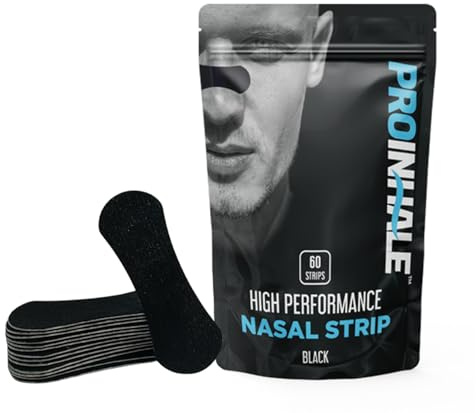 ProInhale™ Athletic Nasal Strips – Flexible Nose Strip for Comfortable Fit, Secure Hold, Non-Slip Adhesive, Day or Night Use, Sport and Sleep Support, 60 Count Nasal Expander Strips