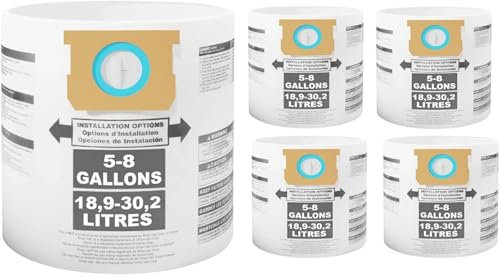 5 bolsas desechables para aspiradora Shop-Vac de 5 a 8 galones 90661