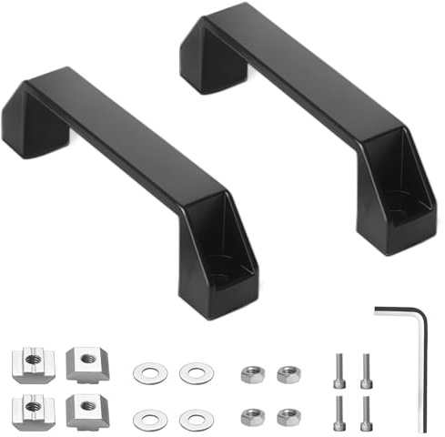 Bügelgriff, 2 Stück Schiebetür Handgriff, D Form Zuggriff, Bohrlocherabstand:120mm, mit T Mutter, Schrauben ,Schraubenschlüssel, für Küchenschränke 30 Serie Aluminiumprofil