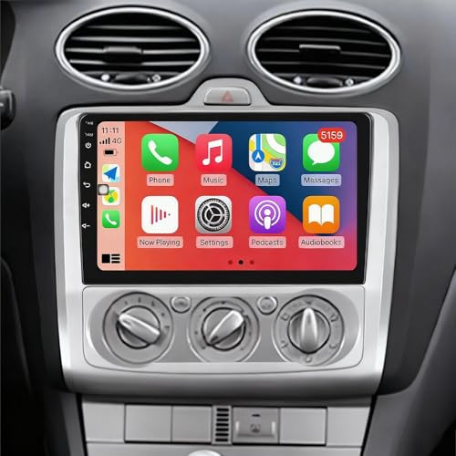 2+64G Android 14 Doppel DIN Autoradio für Ford Focus MK2 2004-2011 für Focus Exi MT 2 Mk2/Mk3,9 Zoll Touchscreen Headunit mit Wireless Carplay GPS Navi Android Auto Bluetooth FM/RDS Rückfahrkamera