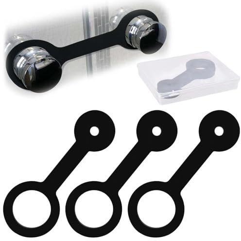 LEONTOOL 2 Pcs RV Shower Door Latch Strap, Black Silicone RV Camper Bathroom Door Latch Strap for Trailer Motorhome - Secure Closure for Safe Travel - Fit for Forest River #F100158276 & Jayco #0273349