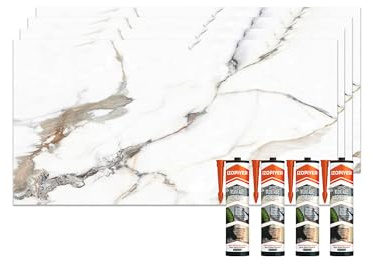 IZODEKOR Wandpaneele Marmoroptik 60x120 cm | Küchenrückwand Platte Wandpaneel | Pvc Wandverkleidung für Küche, Bad | Spritzschutz Küche | Wasserfest und Hitzebeständig | Garden Of Eden