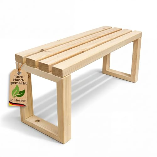 Ananda Goods® Sitzbank Holz aus massiver Fichte – handgemacht in Deutschland, stabile Bank, ideal als Sitzbank Flur, Hocker Holz, Garderobenbank oder Blumenbank – 90×43×28 cm (90 cm)